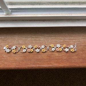 sterling silver bracelet with yellow and rose gold